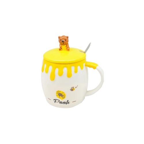Чашка з кришкою та ложкою Pooh Stenson TD00529 400 мл жовтий (543569)