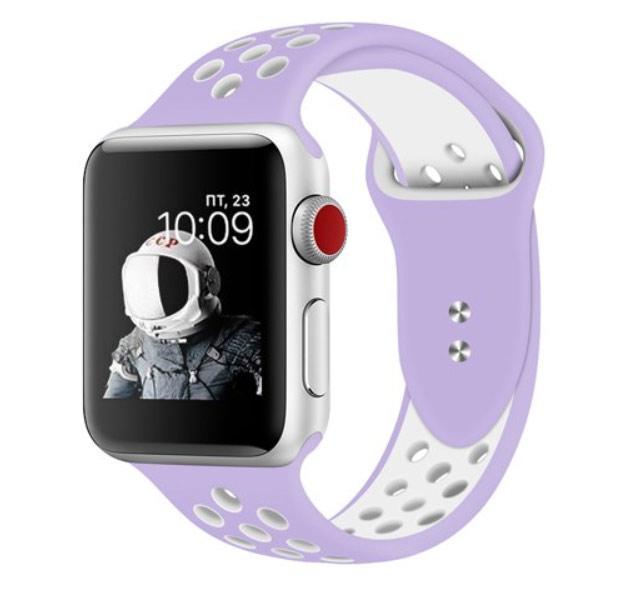 Спортивный ремешок с перфорацией Primo для Apple Watch 38 мм/40 мм Purple/White (822447852)
