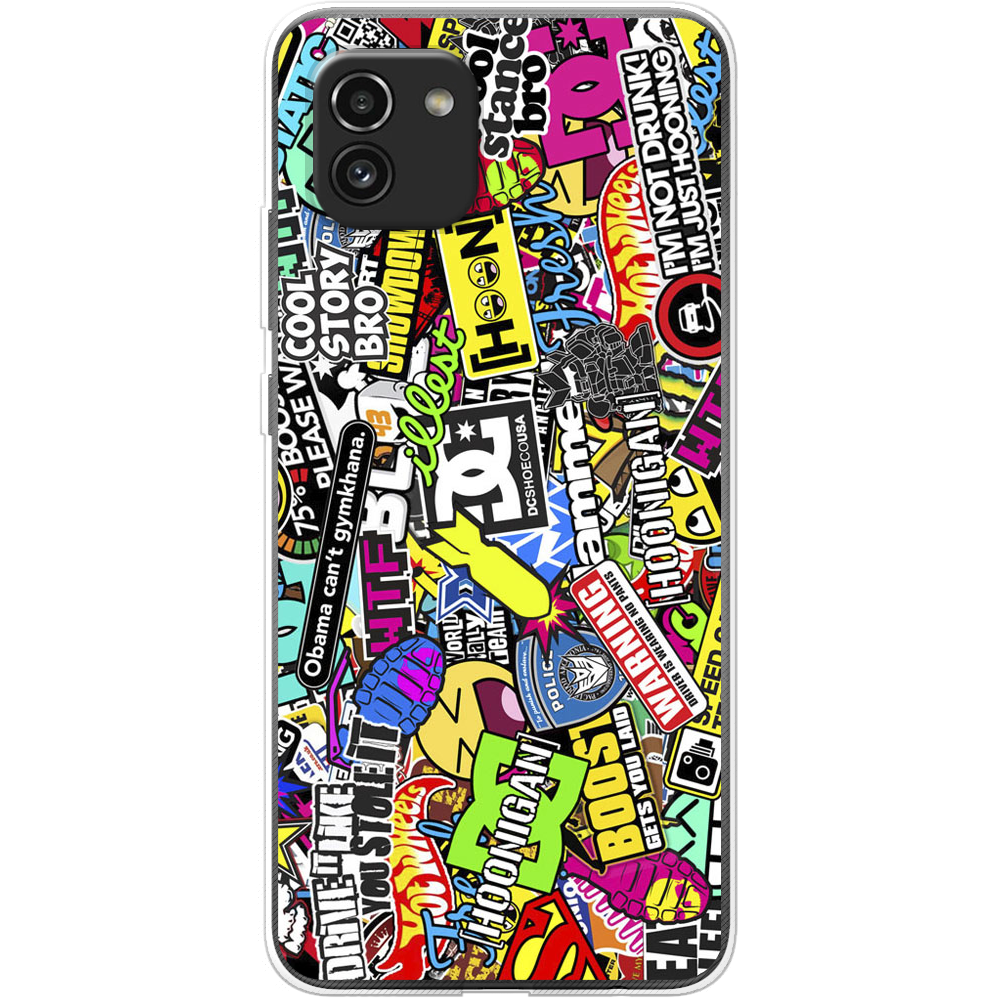 Чехол BoxFace Samsung Galaxy A03 (A035) Multicolored Inscriptions Прозрачный силикон (44031-up880-44031)