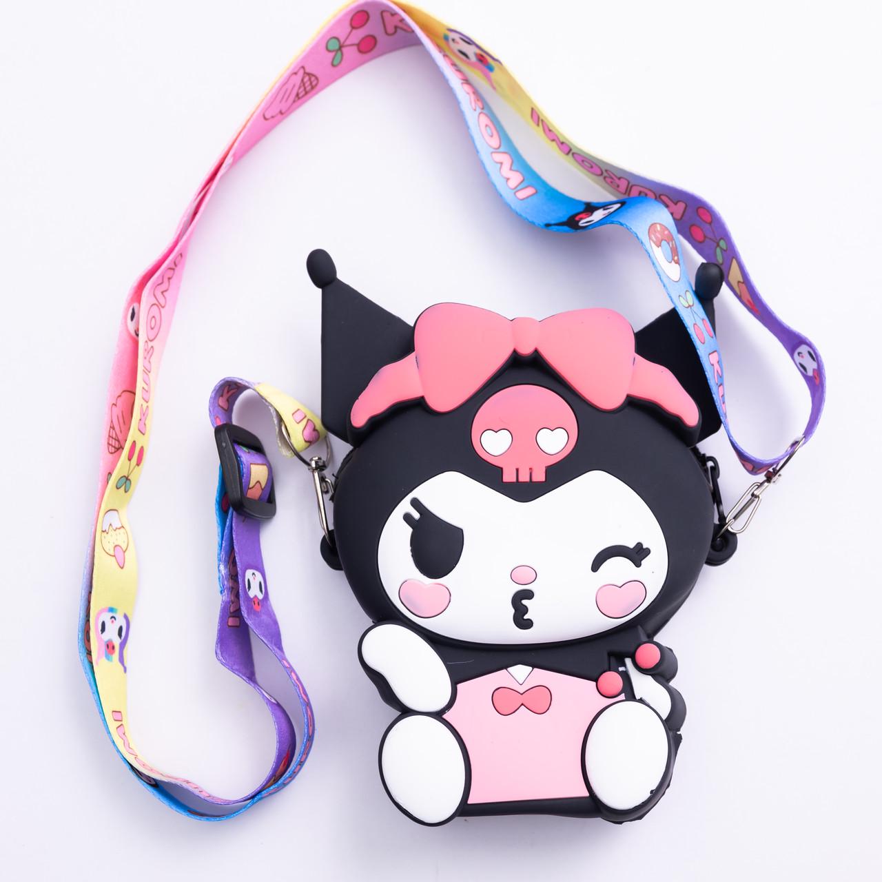 Детская сумочка Kuromi силиконовая на молнии 15х10х3 см Черный (HP-55-6B)