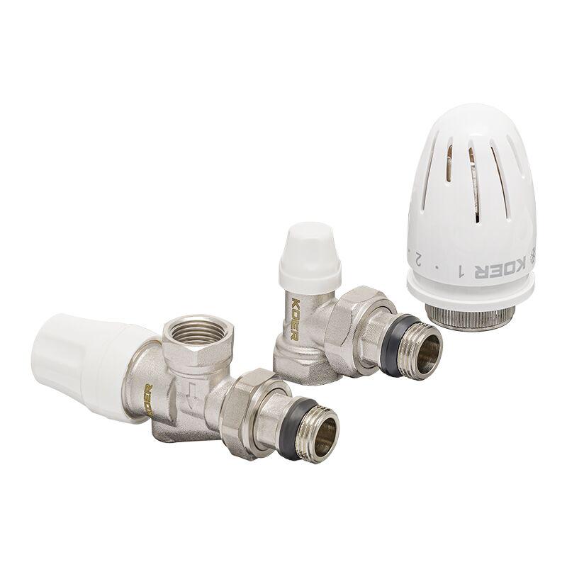 Комплект для подключения радиатора KOER SET-13 1/2"x1/2" осевой с термоголовкой ВН (KR3176)