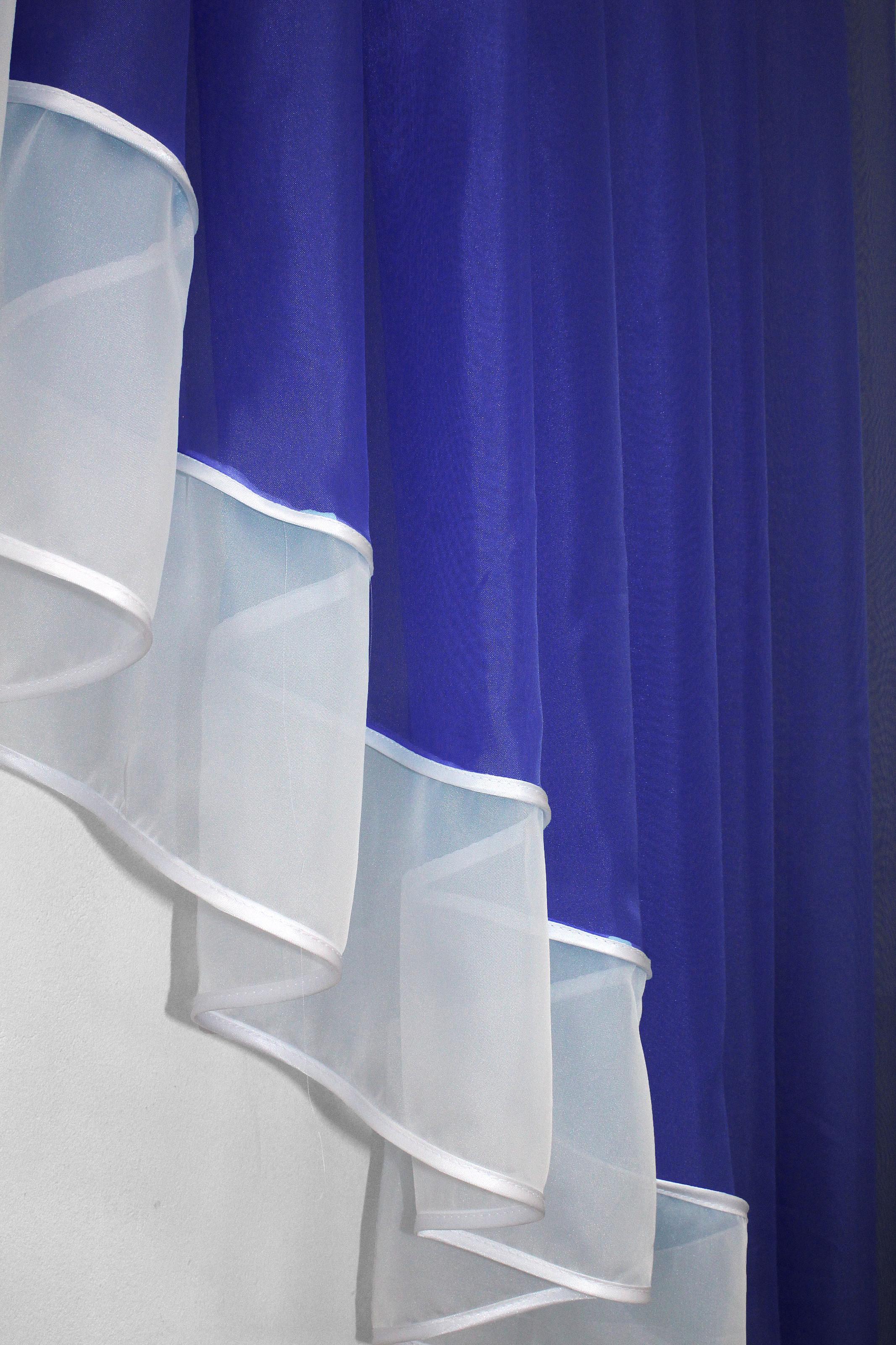 Фіранка кухонна VR-Textil № 023к 150х150 см Білий/Синій (50-877) - фото 4 Фіранка кухонна VR-Textil № 023к 150х150 см Білий/Синій (50-877) - фото 4