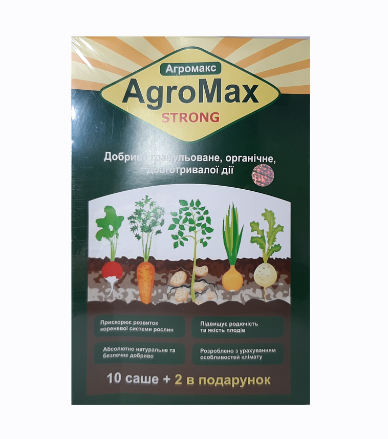 Удобрение органическое гранулированное AgroMax STRONG 12 саше (X-2447)