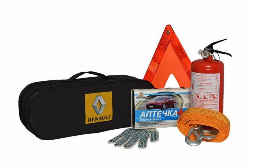 Набор автомобилиста Renault аптечка/трос/огнетушитель 50х18х17 см Black (117967)