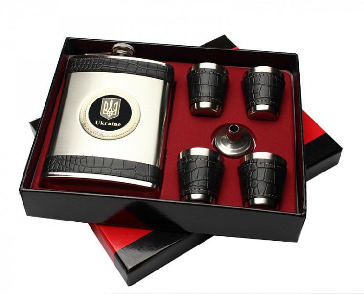 Фляга "Ukraine" + чарки + лійка в подарунковій коробці (061412)