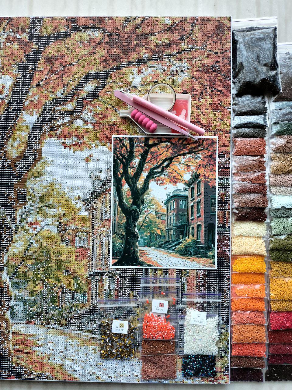 Алмазная мозаика АлМазка Осенний двор квадратные алмазы без подрамника 40x50 см (АлМ-287) - фото 4 Алмазная мозаика АлМазка Осенний двор квадратные алмазы без подрамника 40x50 см (АлМ-287) - фото 4