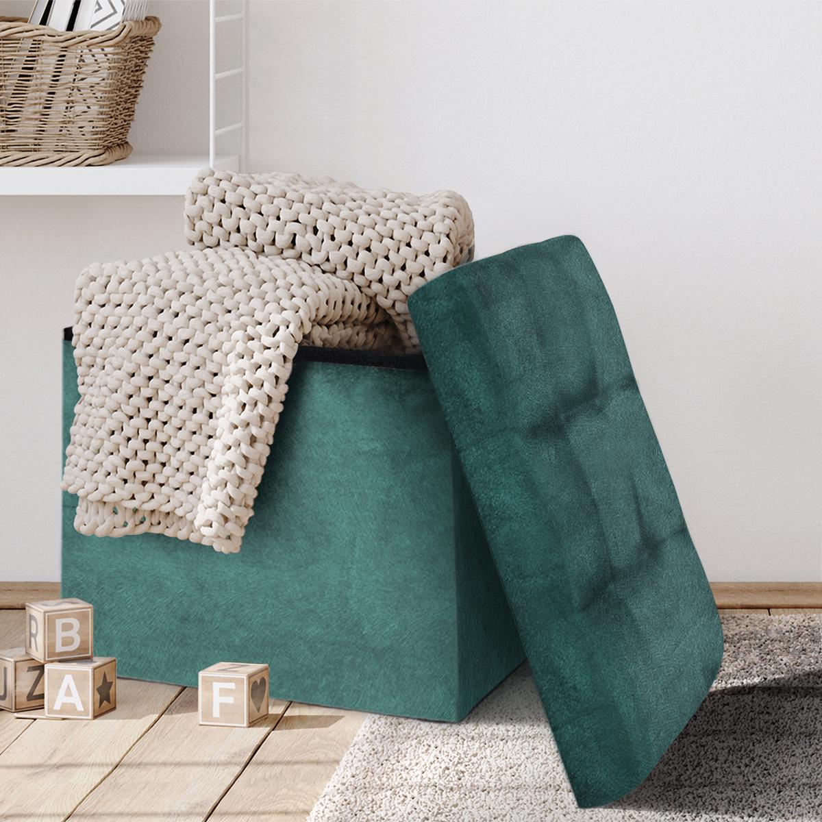 Пуф для зберігання велюровий MVM TH-05 Зелений (TH-05 GREEN) - фото 7 Пуф для зберігання велюровий MVM TH-05 Зелений (TH-05 GREEN) - фото 7