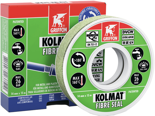 Армированная уплотнительная лента Griffon Kolmat Fibre Seal для резьбовых соединений 12 мм х 15 м (2889951626)