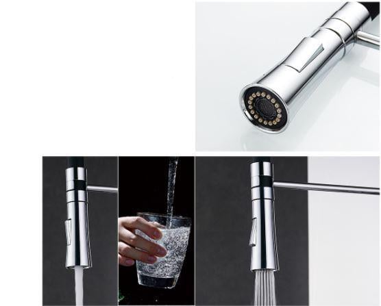 Змішувач кухонний з висувним виливом кран два режими води що обертається на 360 градусів WanFan Чорний/Хром - фото 2 Змішувач кухонний з висувним виливом кран два режими води що обертається на 360 градусів WanFan Чорний/Хром - фото 2