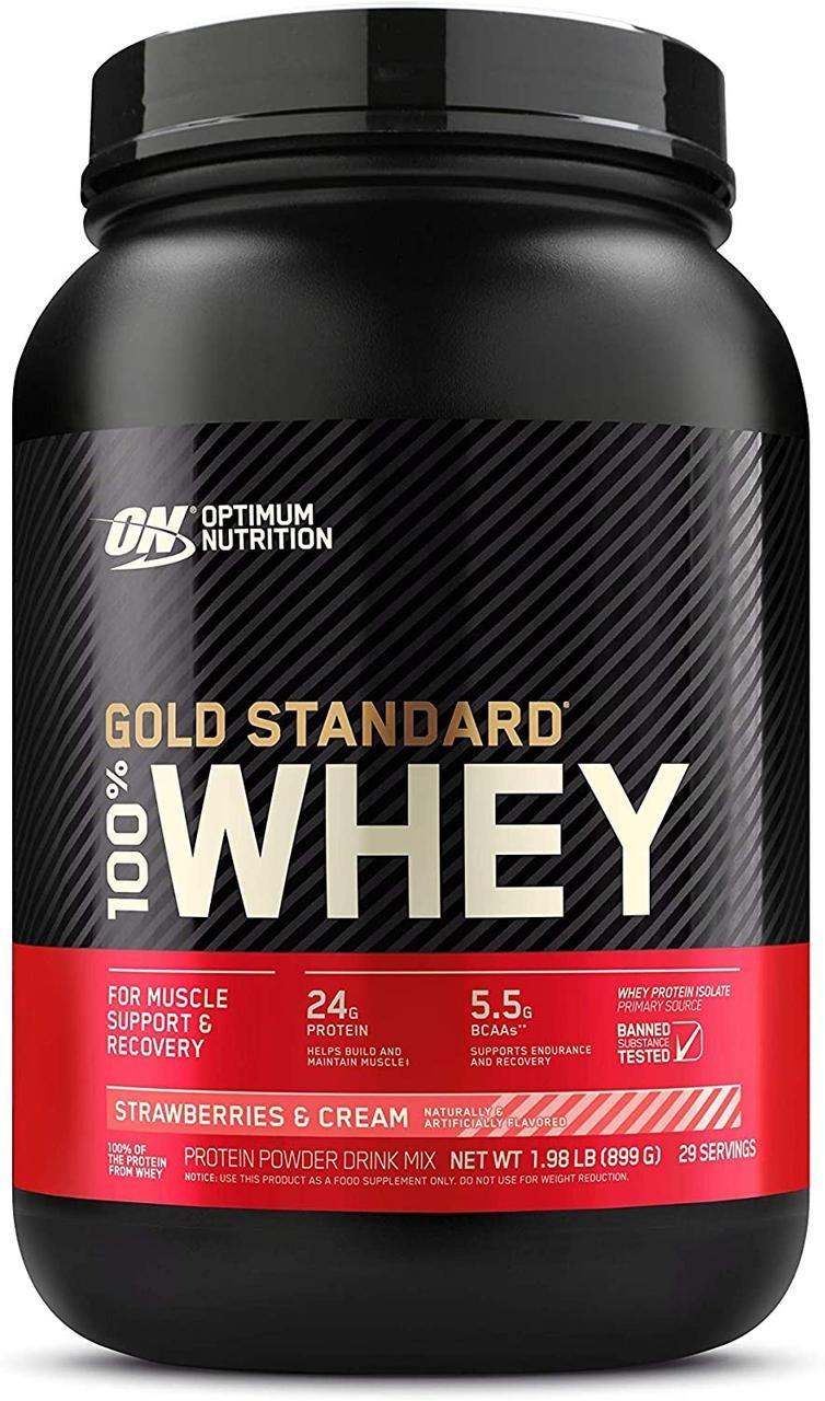 Протеин Optimum Nutrition 100% Whey Gold Standard Клубника/Крем 899 г Протеин Optimum Nutrition 100% Whey Gold Standard Клубника/Крем 899 г