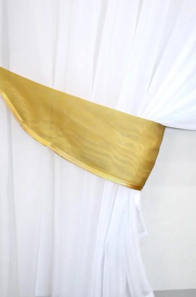 Занавеска на кухню/балкон шифон 280х170 см Янтарный/Белый (076к) - фото 4