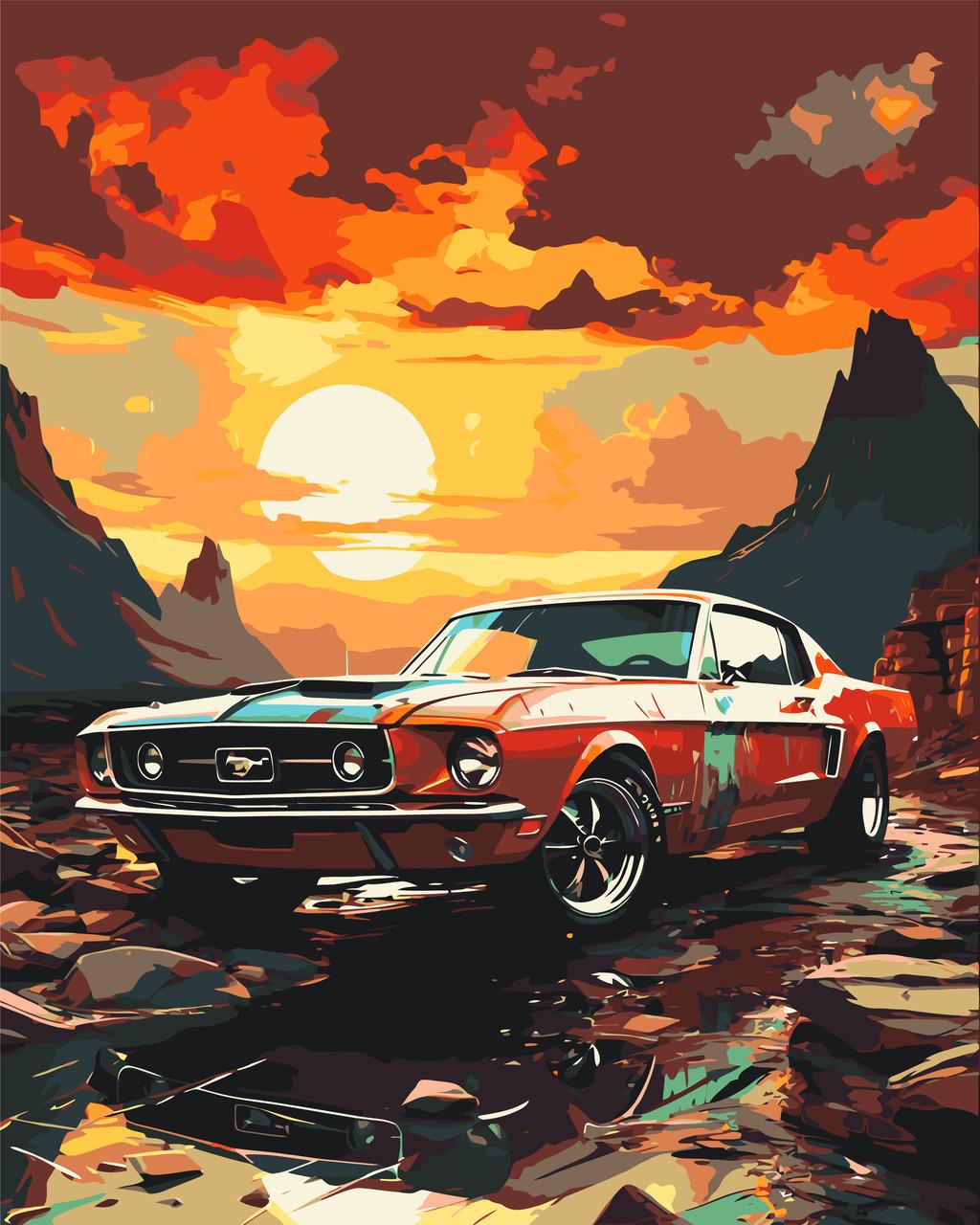 Картина по номерам ORIGAMI Ford Mustang Ford Mustang на закате солнца 40х50 см LW3314) Картина по номерам ORIGAMI Ford Mustang Ford Mustang на закате солнца 40х50 см LW3314)