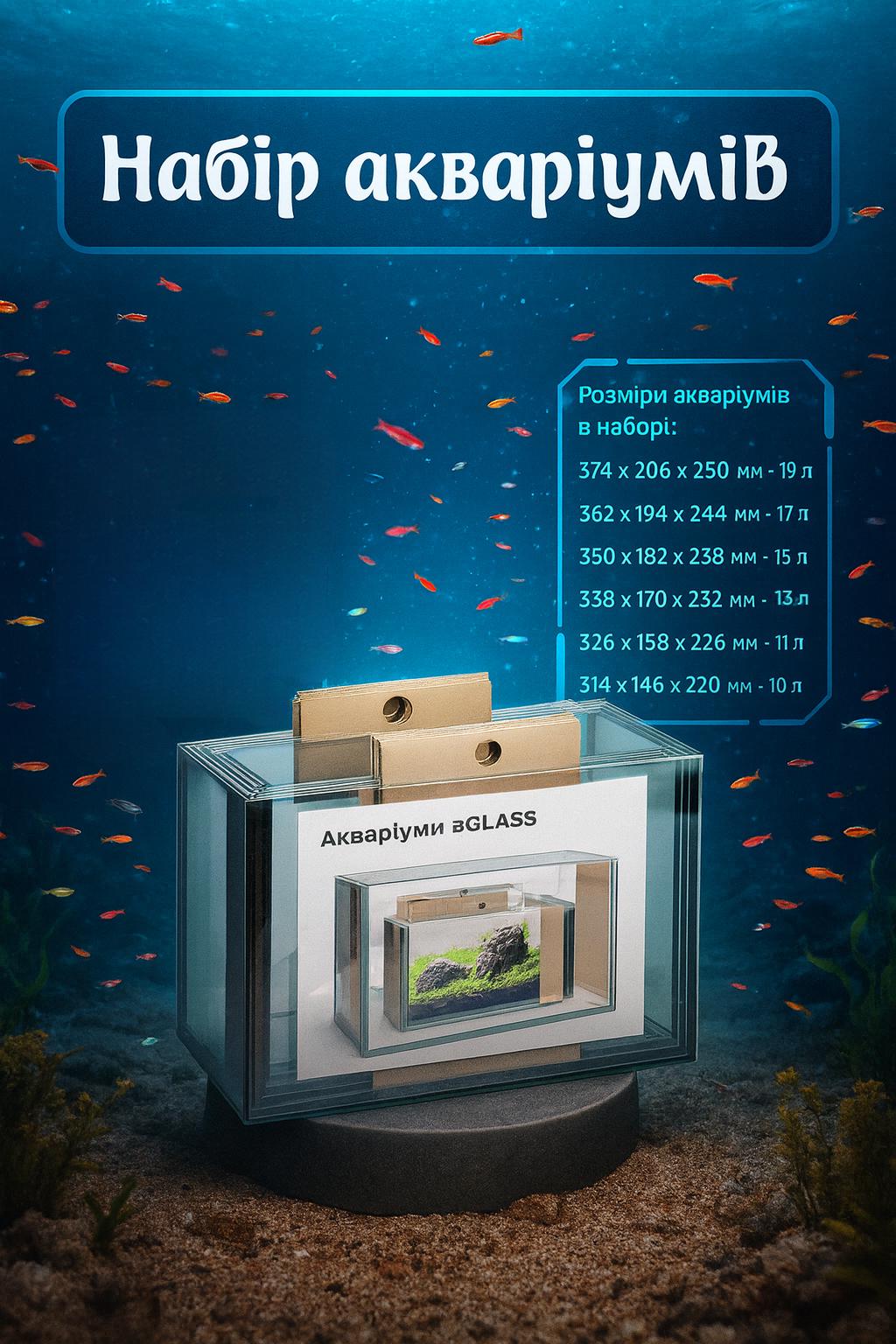 Набор аквариумов aGLASS Aquarium`s Set 6 шт. 10/11/13/15/17/19 л (29541506) - фото 4 Набор аквариумов aGLASS Aquarium`s Set 6 шт. 10/11/13/15/17/19 л (29541506) - фото 4