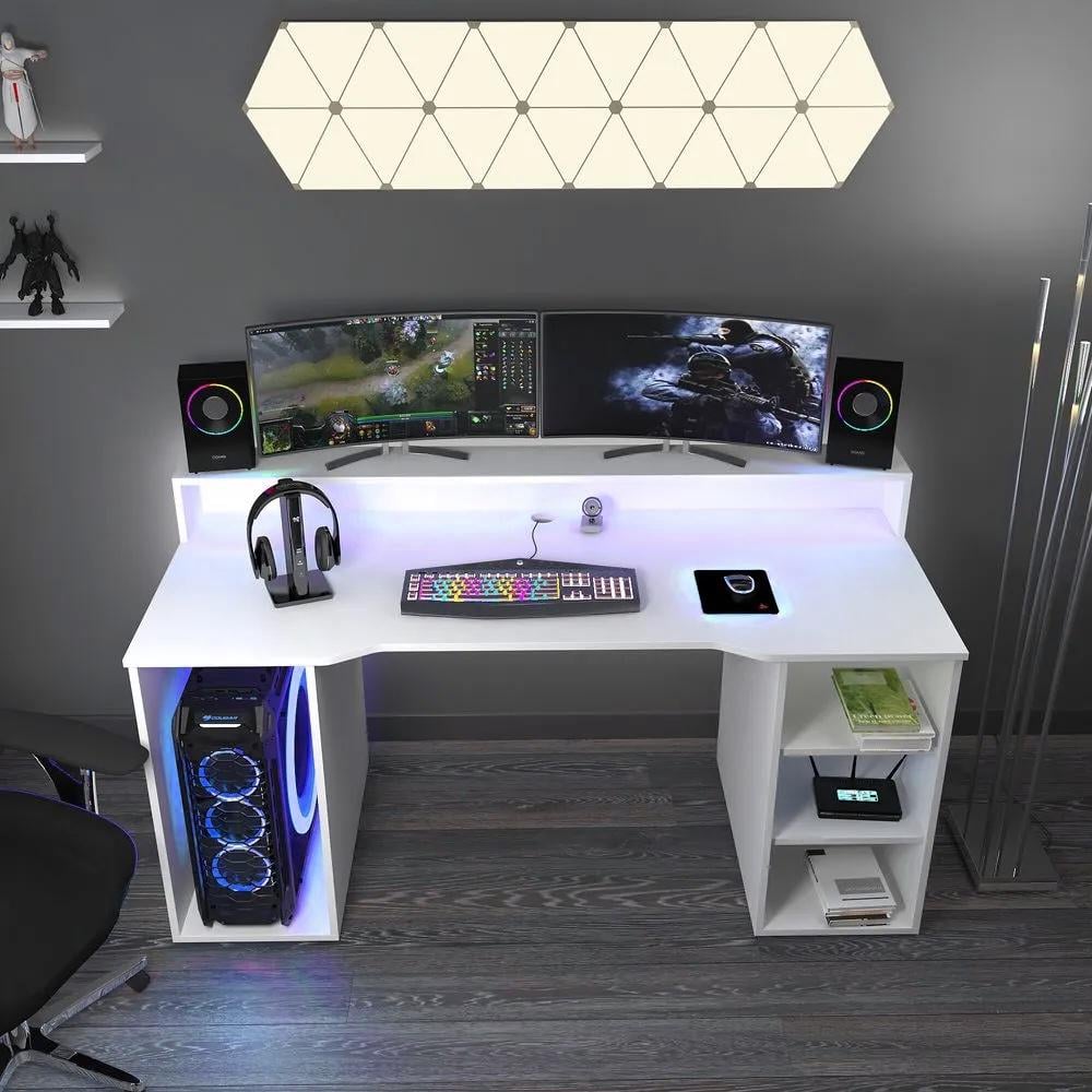 Компьютерный стол Mebellini Маршал Classic 1200х710/860х600 мм Белый (арт.SKEP1000-008) - фото 2 Компьютерный стол Mebellini Маршал Classic 1200х710/860х600 мм Белый (арт.SKEP1000-008) - фото 2