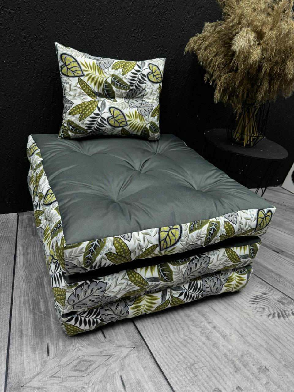 Матрац-трансформер 3в1 оксфорд з принтом 180x60x13 см Темно-сірий - фото 3