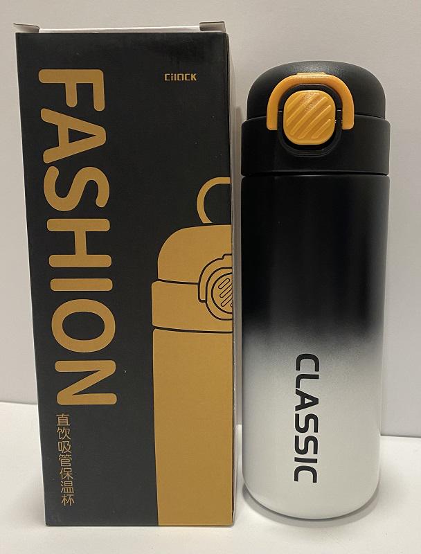 Термос с трубочкой Classic 7255 из нержавеющей стали 500 мл Черный/Серый (23115735)