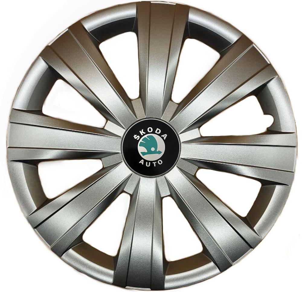 Колпаки автомобильные R15 Skoda Зеленый 328 SJS 4 шт. Серебристый