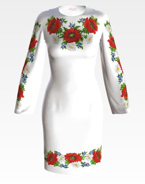 Заготовка женского платья ПЛ102 Маки/ромашки/незабудки для вышивки бисером и нитками из домотканого полотна Белый (ПЛ102дБ) Заготовка женского платья ПЛ102 Маки/ромашки/незабудки для вышивки бисером и нитками из домотканого полотна Белый (ПЛ102дБ)