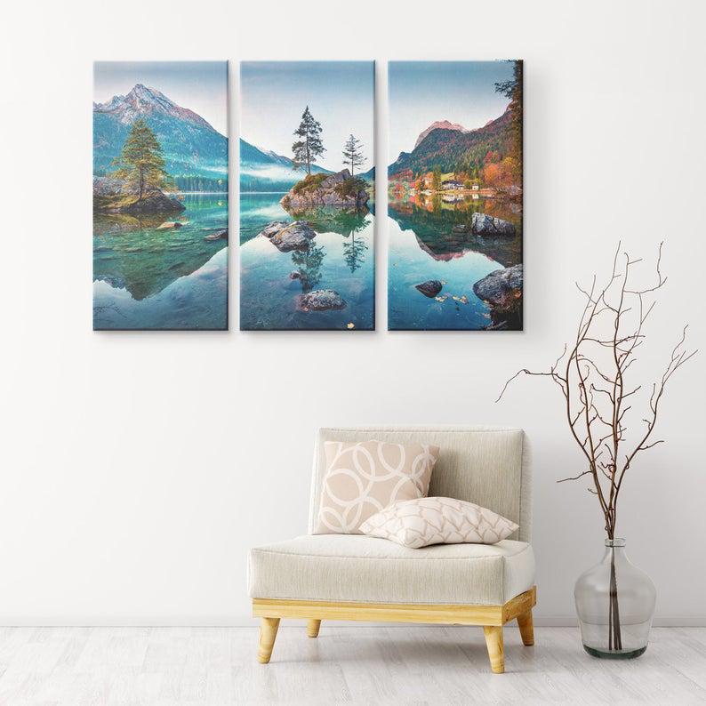 Модульная картина KIL Art Прозрачное горное озеро из трех частей 78x48 см (M3_M_12)