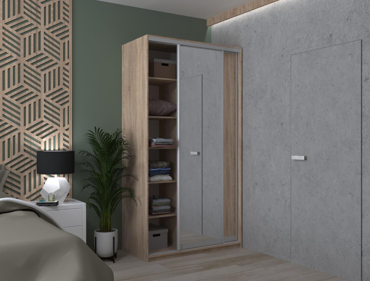 Шкаф-купе двухдверный Doros Сити Лайт 120х60х225 см Дуб Сонома/1 Зеркало (DRS-011081)