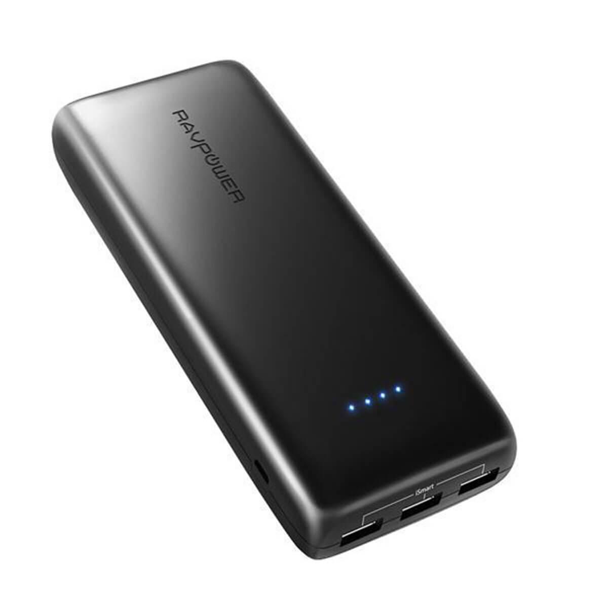 Аккумулятор портативный RAVPower 22000mAh 5.8A Output 3-Port Power Bank 2.4A Input Triple iSmart 2.0 Black - фото 2