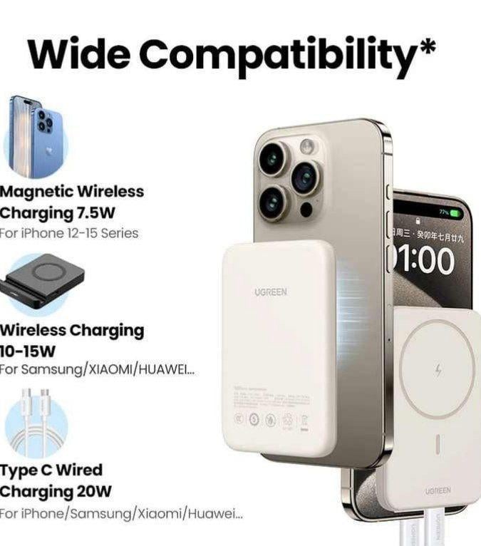 Повербанк магнітний Magsafe Ugreen PB561 10000 mAh 20 Вт з бездротовою зарядкою для iPhone Бежевий (26389505) - фото 6 Повербанк магнітний Magsafe Ugreen PB561 10000 mAh 20 Вт з бездротовою зарядкою для iPhone Бежевий (26389505) - фото 6