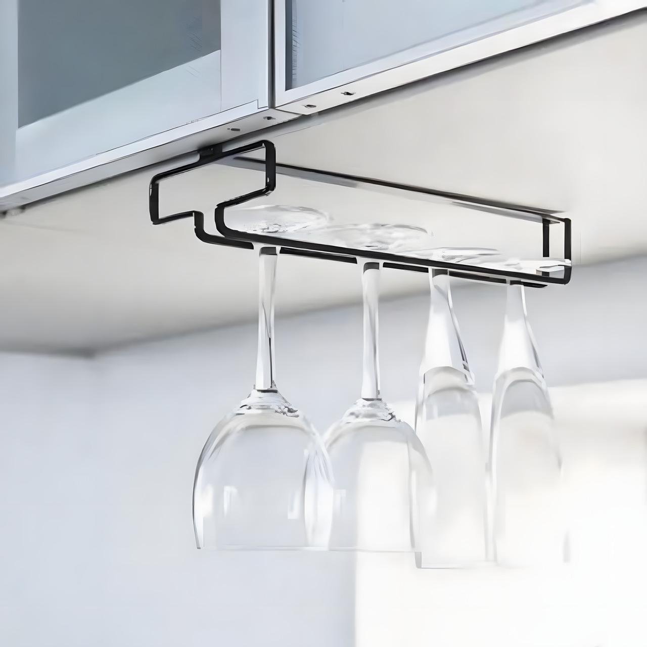 Тримач для винних келихів підвісний з нержавіючої сталі 2 шт. Чорний