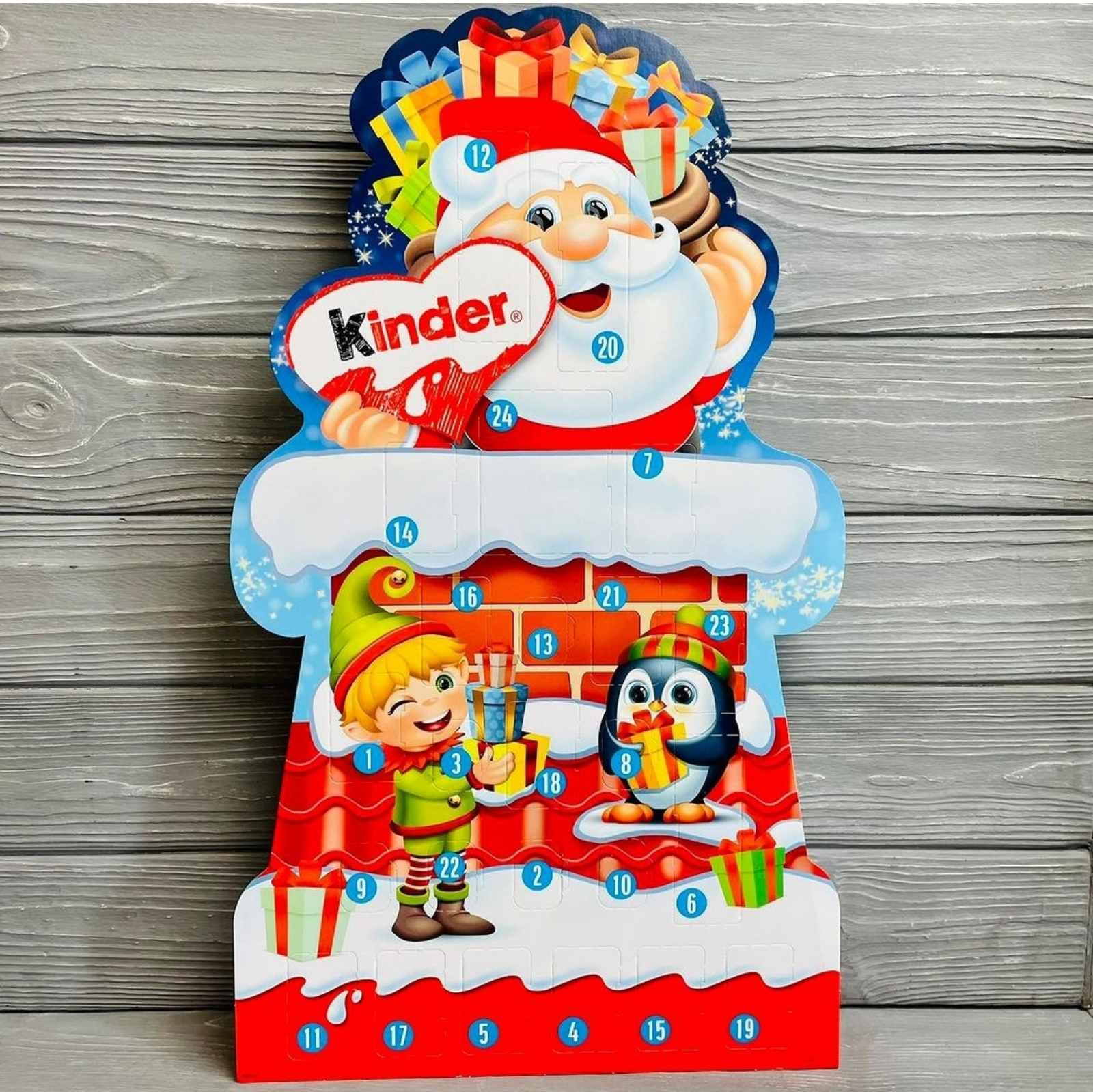 Календарь адвент Kinder Mix Дед Мороз Advent со сладостями 203 г - фото 3