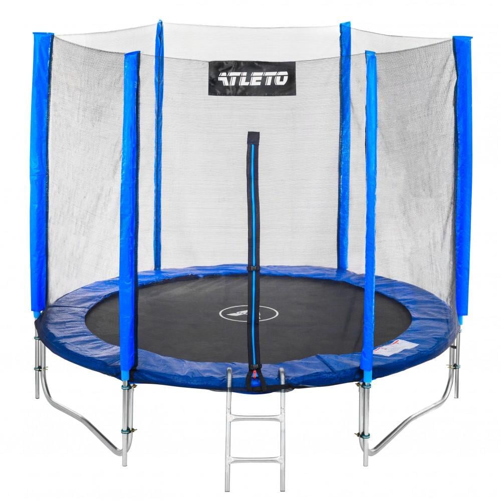 Батут детский Atleto с сеткой и лестницей метал 252х165х215 см Синий (6464235)