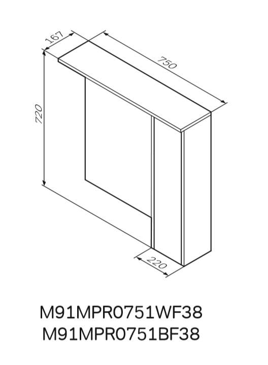 Шкафчик подвесной с зеркалом AM.PM GEM S M91MPR0751BF38 75x72x16,7 см c подсветкой Серый (130385) - фото 2