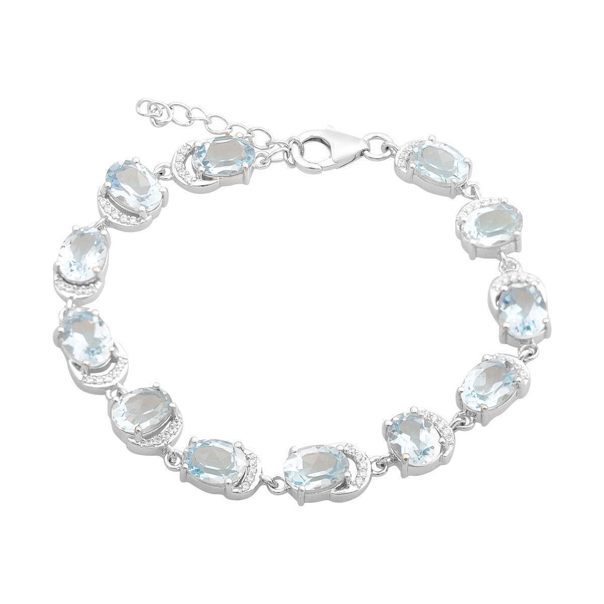 Браслет серебряный с натуральным топазом 17,828 ct 12,18 г 17 см (2166658)