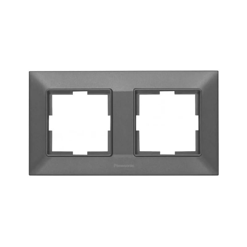Рамка для розеток двухместная Panasonic Arkedia Slim ABS горизонтальная Дымчатый (WNTF08022DG-UA1) - фото 1