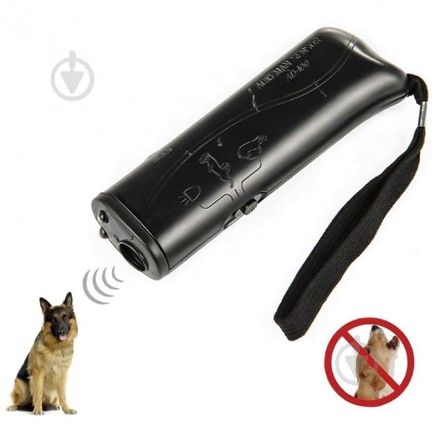 Профессиональный ультразвуковой отпугиватель от собак с фонариком Repeller AD 100 Prof S с функцией тренировка черный