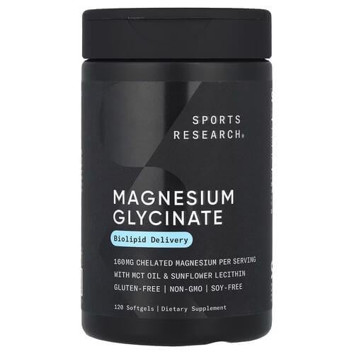 Магний Sports Research Magnesium Glycinate 160 мг 120 softgels (SRE-09303)