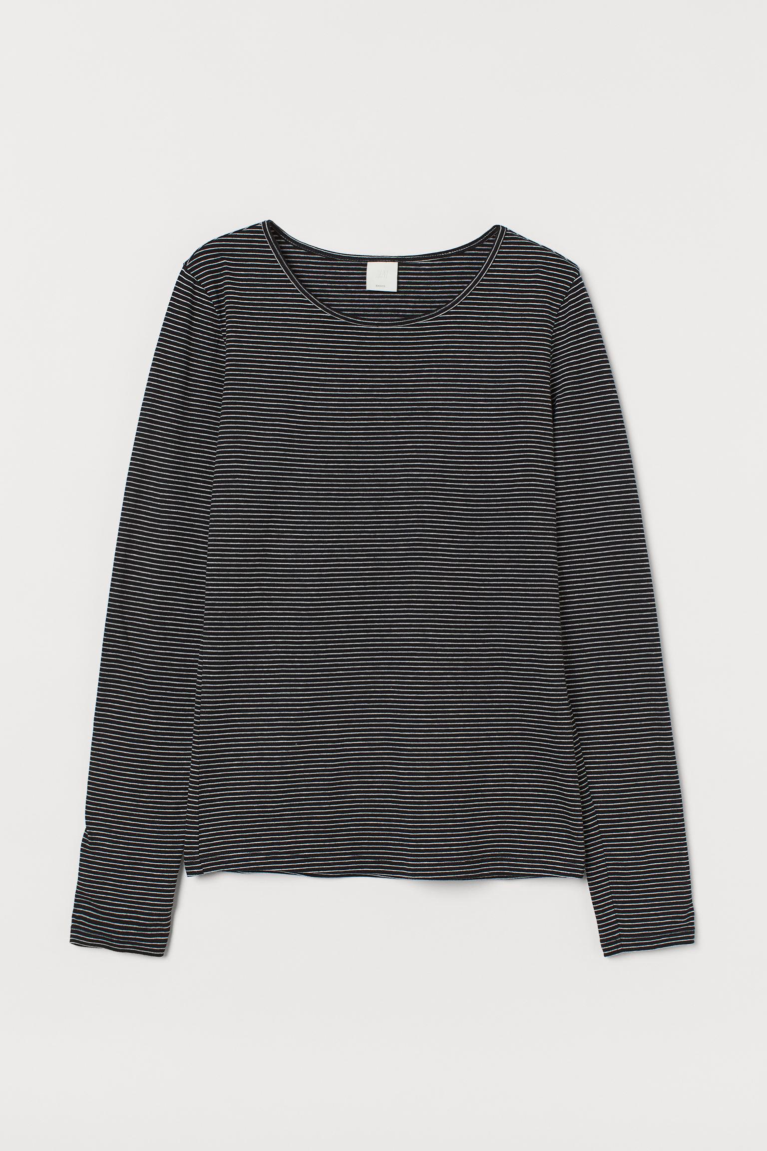 Лонгслив H&M S полоска Черный (911768931)