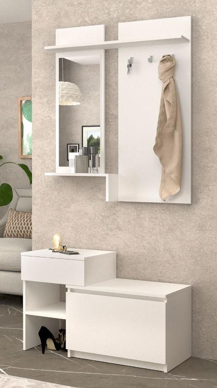 Передпокій компактний сучасний у коридор Майстер Форм лівосторонній 900х376х2000 мм Білий (20741)