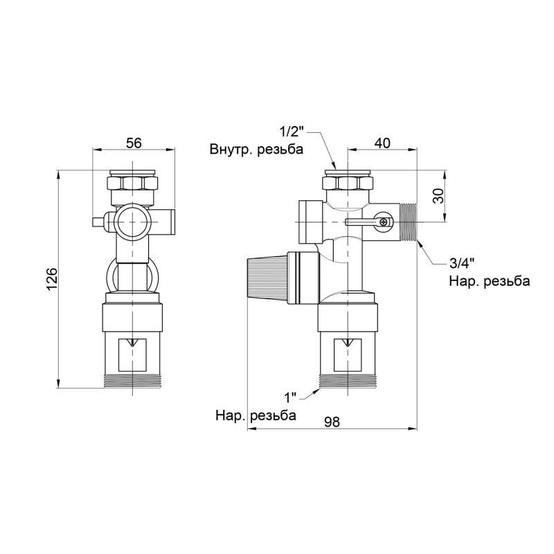 Група безпеки для водонагрівача SD FORTE 3/4"х 3/4" в 1/2" у 7 бар (SFSF396W202015) - фото 2