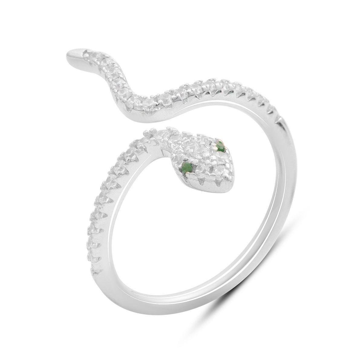 Кольцо серебряное LoveR в форме змеи с фианитами р. 18