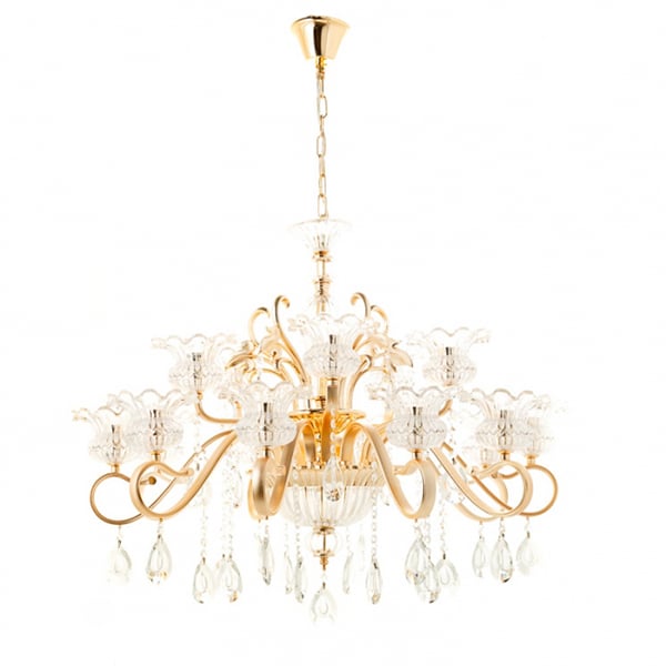 Люстра Flora с декором на 15 ламп Золотой (OU046/10+5)