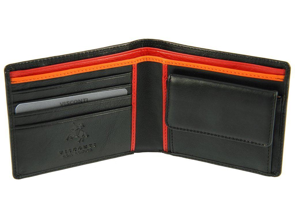 Мужской кожаный кошелек Visconti BD10 BLK/RD/ORG - фото 3