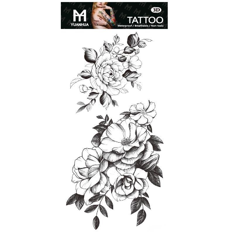 Тату тимчасове водостійке 3D велике Квіти подвійні FF-082 17,5х8,5 см (4419497) Тату тимчасове водостійке 3D велике Квіти подвійні FF-082 17,5х8,5 см (4419497)