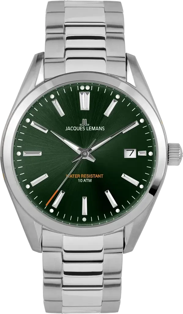 Наручные часы мужские Jacques Lemans Derby 1-1859H со стальным корпусом WR 100 м и зеленым циферблатом