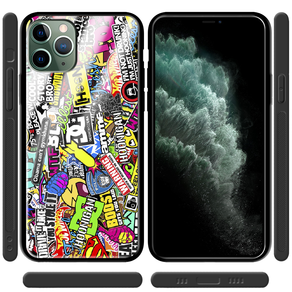 Чохол Boxface iPhone 11 Pro Multicolored Inscriptions Чорний силікон зі склом (38189-up880-38346) - фото 2