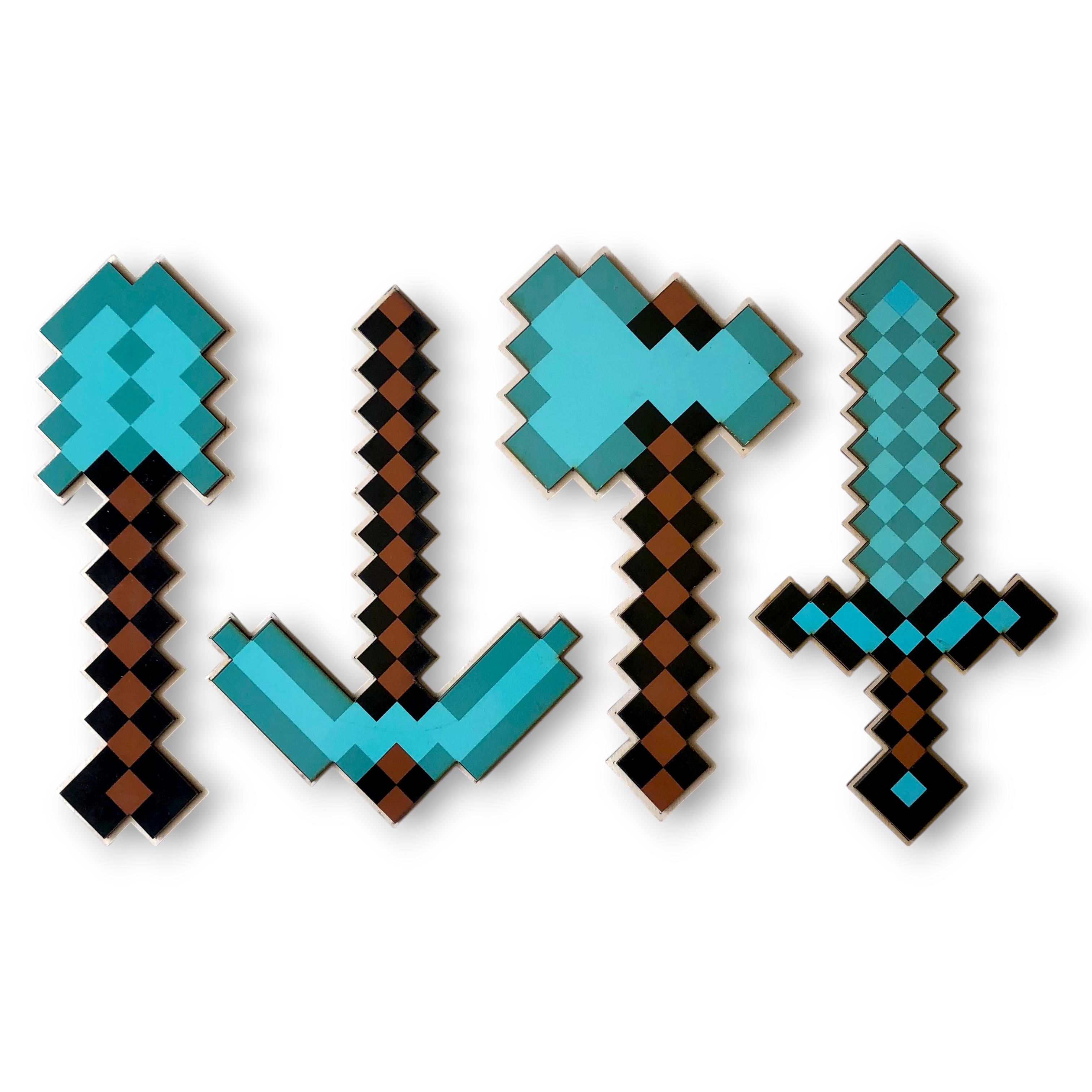 Набор игрушек Minecraft меч 26 см/кирка 23,5 см/топор 25 см/лопата 25,5 см 4 шт. Диамантовый (28957312)