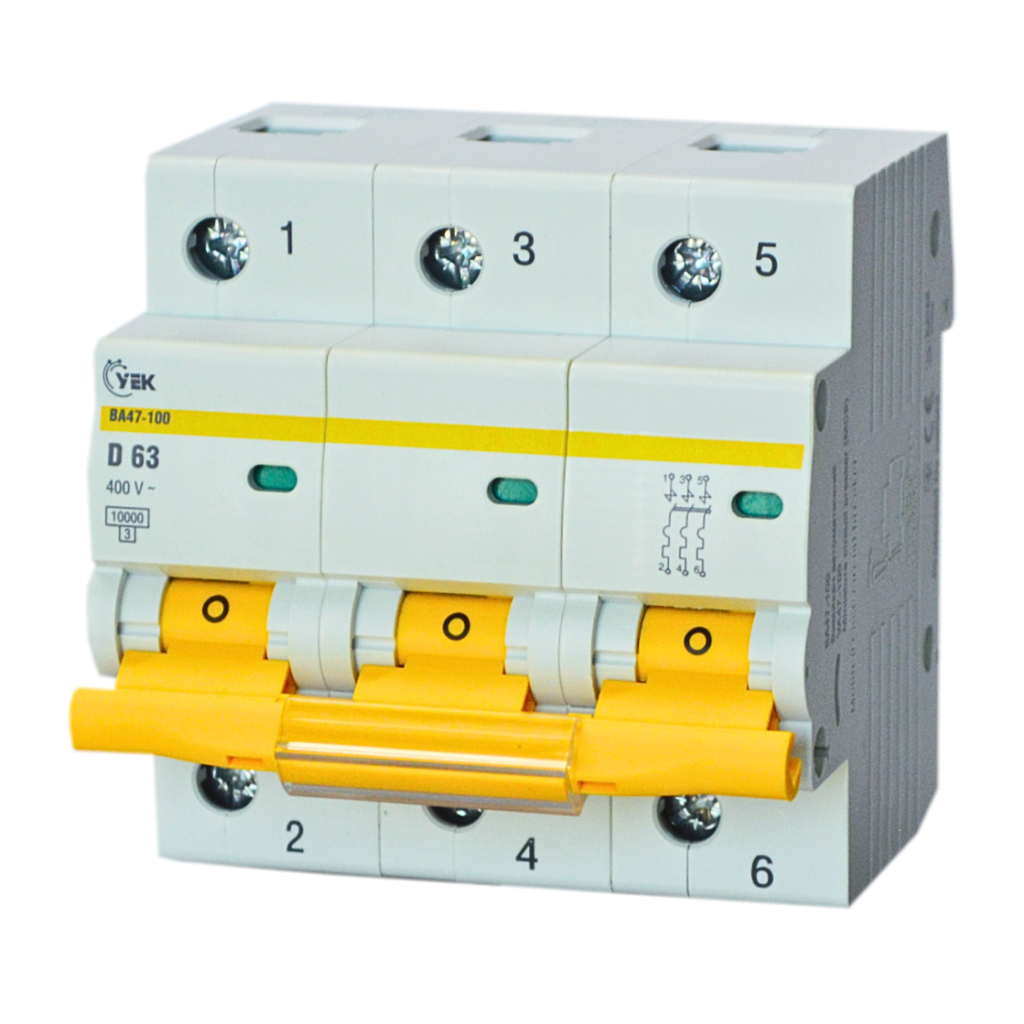 Выключатель автоматический УЕК ВА47-100 3P 63A 10кА D (MVA40-3-063-D-U)