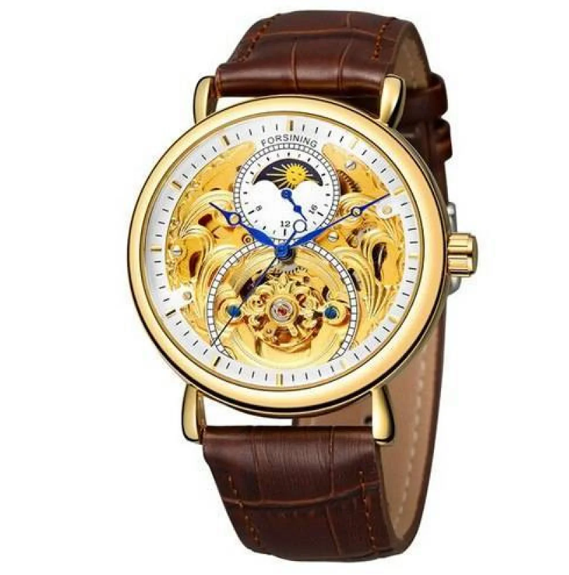 Наручний годинник Forsining 8177 Gold/Brown