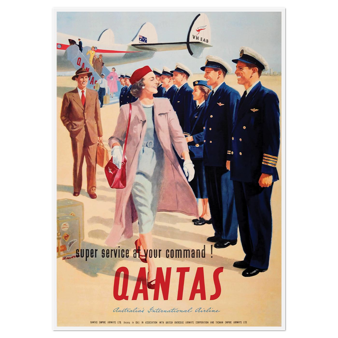 Плакат авиационный Qantas 1950 62x86 см (0328)