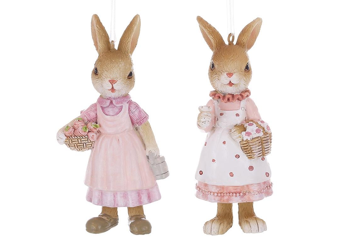 Фигурка-подвеска Крольчиха с корзиной 11 см два дизайна (K07-490)