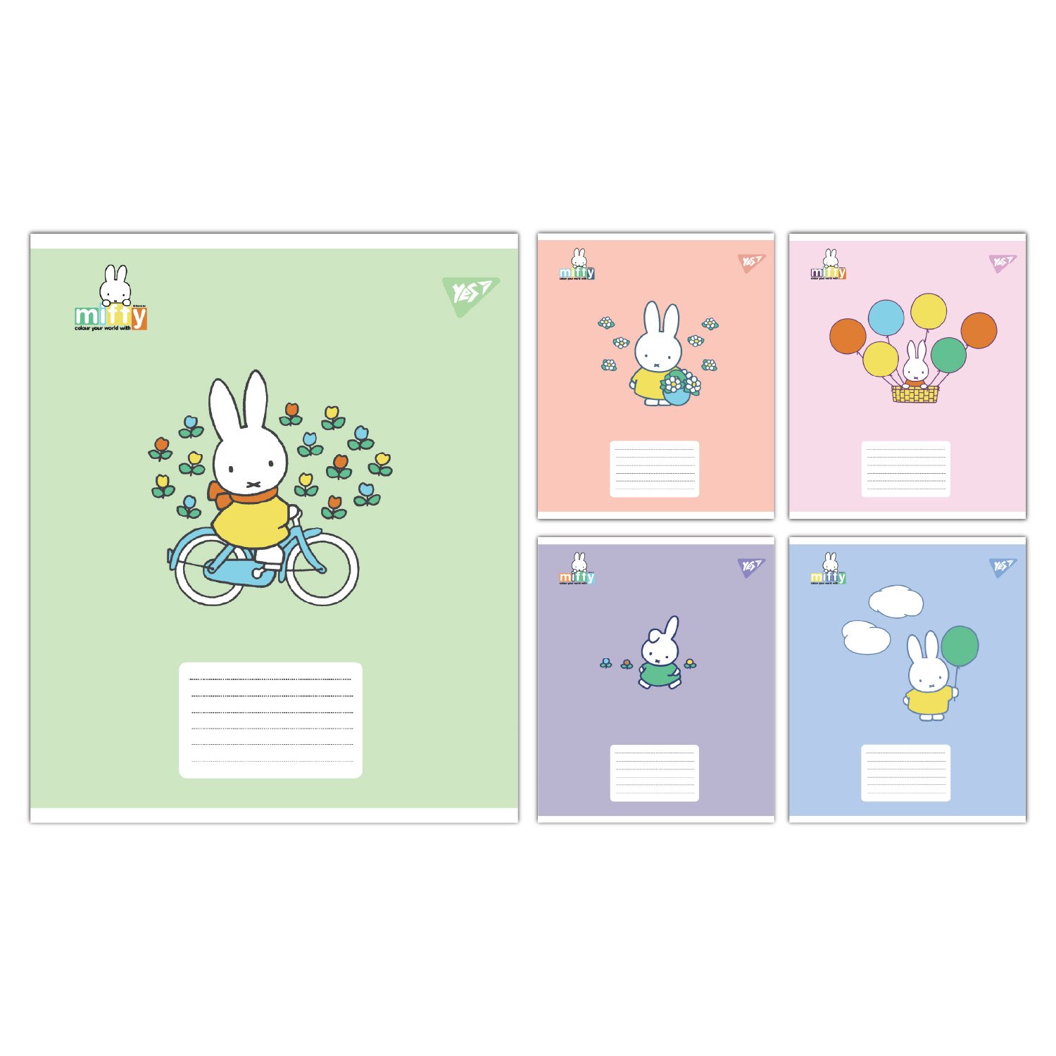 Набор тетрадей школьных YES Miffy Playfull А5/12 коса линия 25 шт. (767633)
