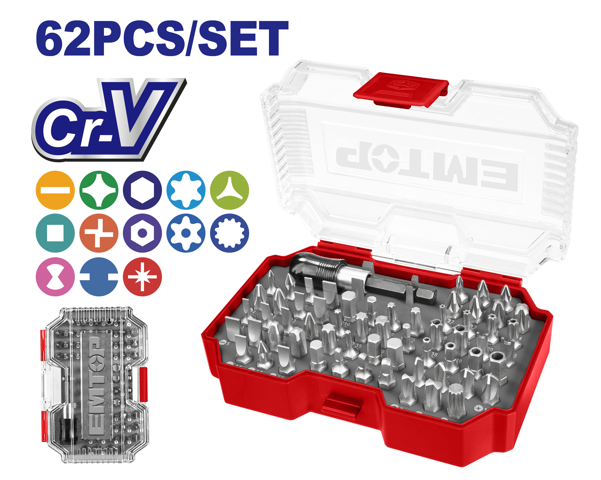 Набір біт EMTOP EMSV3K05 62 шт. - фото 2 Набір біт EMTOP EMSV3K05 62 шт. - фото 2